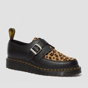 Dr Marten Ramsey Monk Smooth Leather Creeper Shoes Black Leopard - M 8/Womens 9
